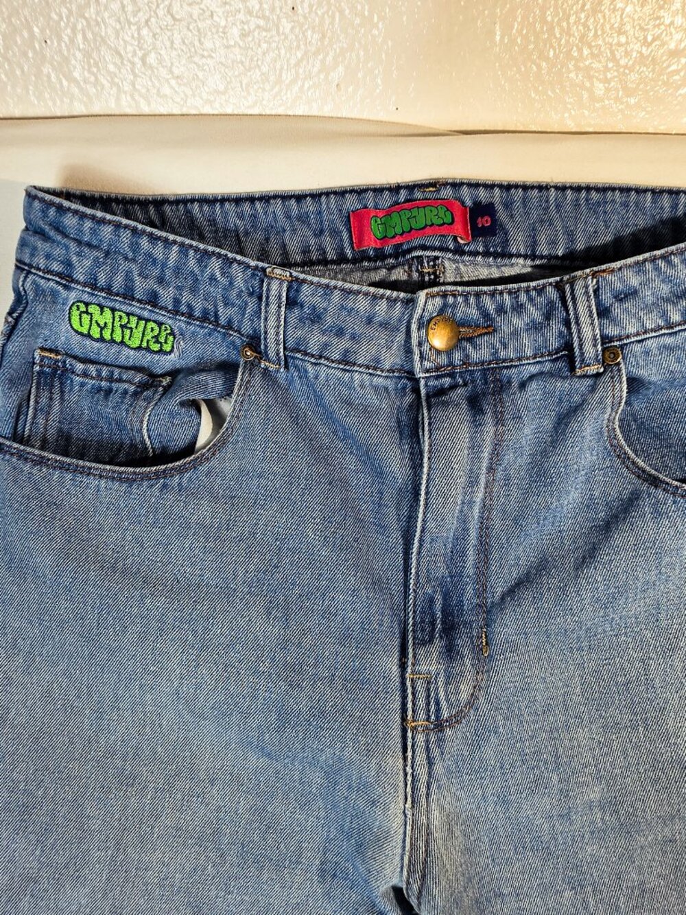 Empyre tori Billie Wash Skate Jeans Blue Baggy Loose Fit Y2k Skater Size 10